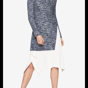 BCBGMAXAZRIA marled black ribbed knit midi top NEW